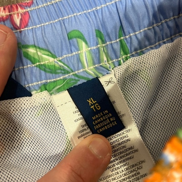Polo Ralph Lauren XL Fully Lined Light Blue Floral Pattern Logo Swim Trunks - Picture 8 of 12